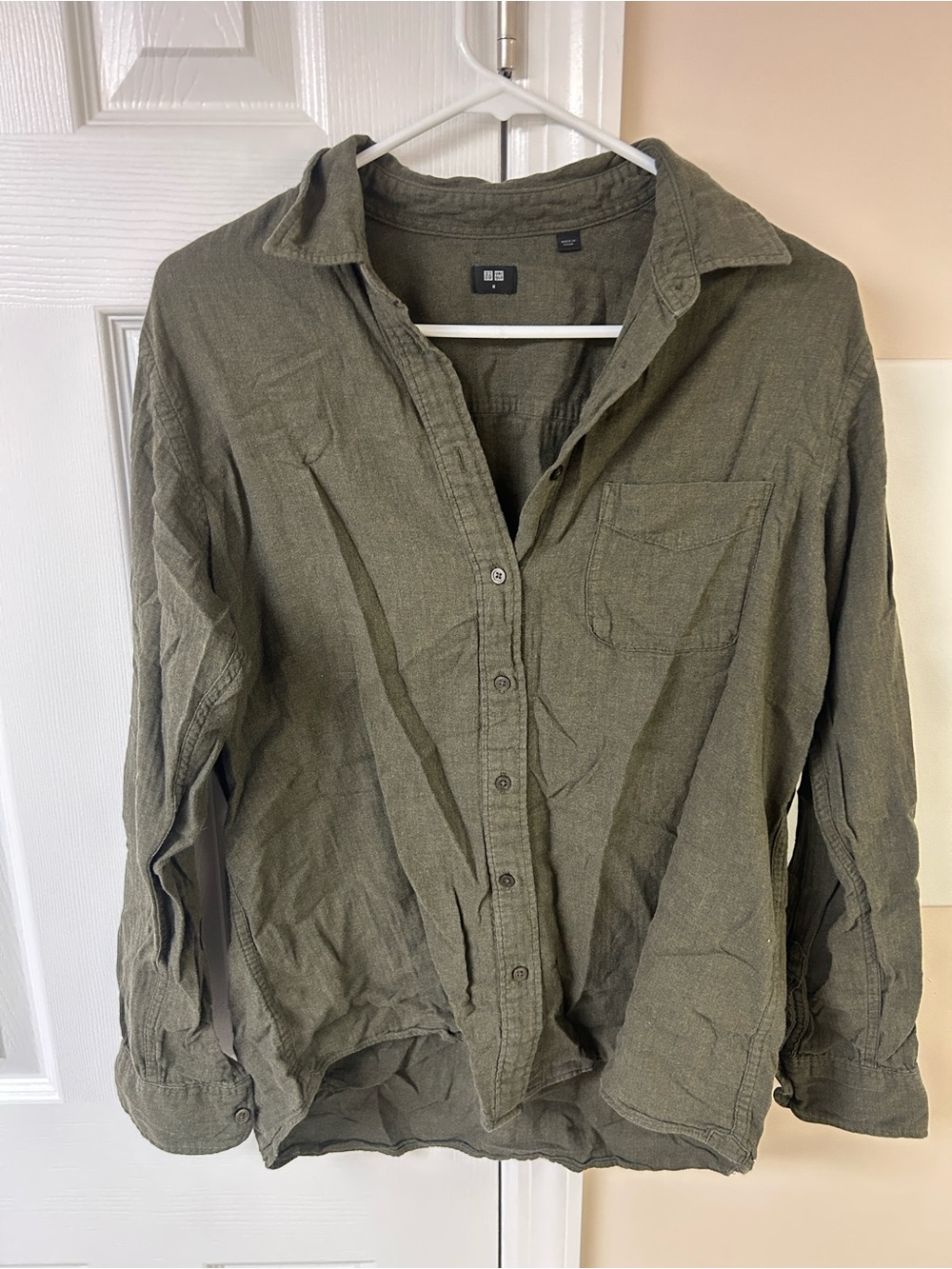Uniqlo Green Cotton Button Down Shirt